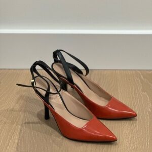 Charles & Keith Red and Black Slingback Heels